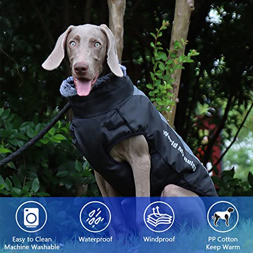 Hundemantel Wendbare, wasserdichte, mit abnehmbarem Geschirr-Design und gefaltetem Pelzkragen Kein Ziehen, kein Ersticken, kuschelige Kleidung bei kaltem Wetter für und große Hunde (6XL)