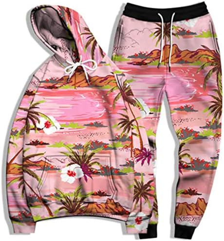 GVCRQE Men Tracksuit 3D Hoodie Jogger Set Couples Flowers Printed Tracksuit Sweatshirt Sweatpants Style 22 3X-Large