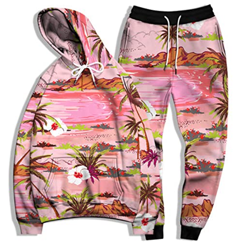 Gvcrqe Men Tracksuit 3D Hoodie Jogger Set Couples Flowers Printed Tracksuit Sweatshirt Sweatpants Style 22 3X-Large #TOP3