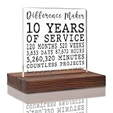 10 Years Employee Loyalty Gift Idea Thank You Appreciation for 10Years of Service Employee Service Recognition Award Plaque,Acrylic Decoration Signs & Plaques SOK69
