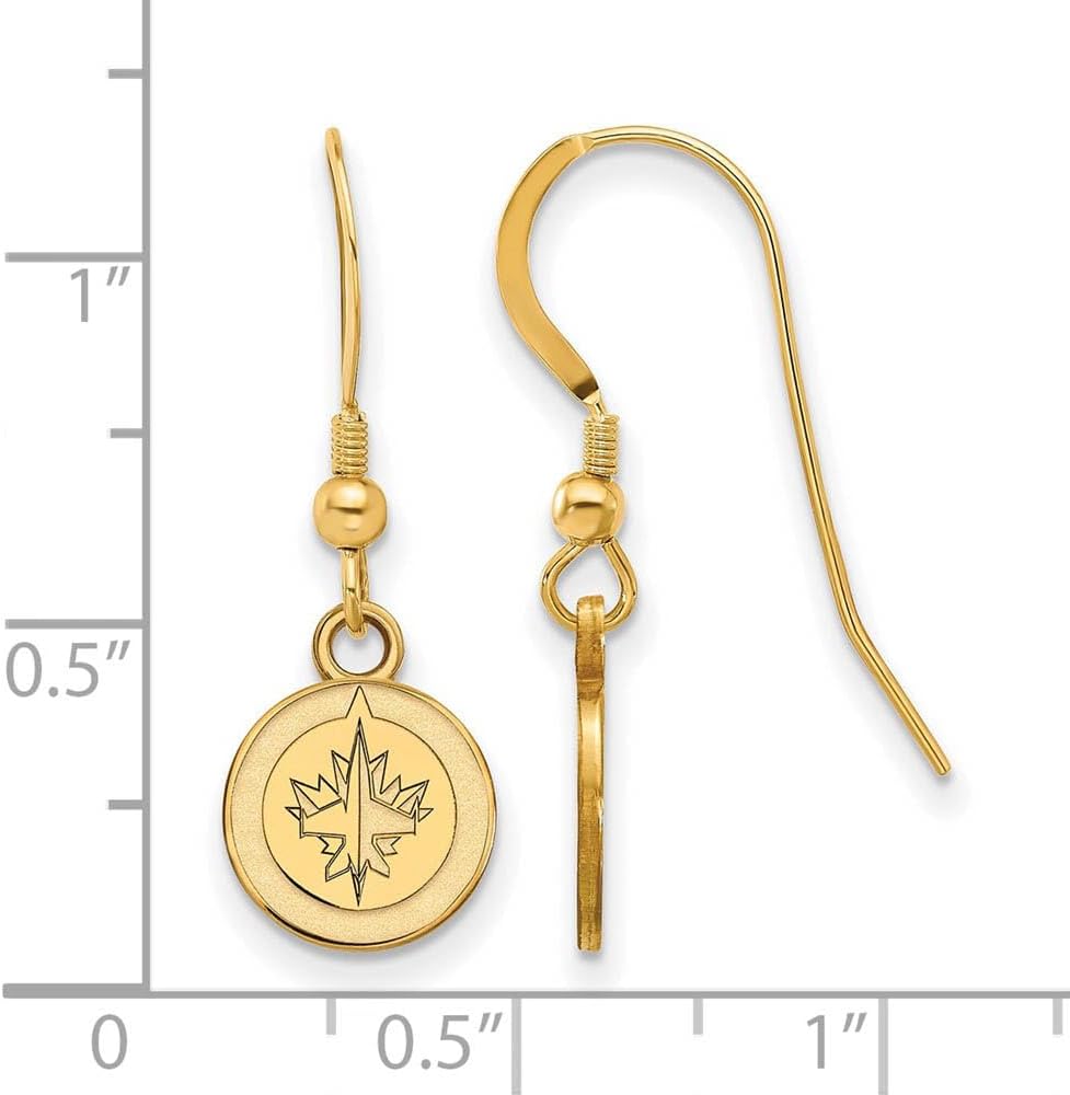 Winnipeg Jets Extra Small (3/8 Inch) Dangle Earrings Wire (Gold Plated)