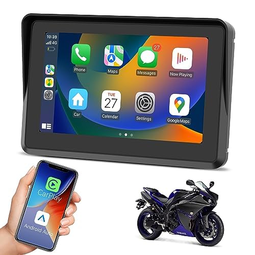Motorcycle Navigation System with Wireless CarPlay/Android Auto, 5 inch Display