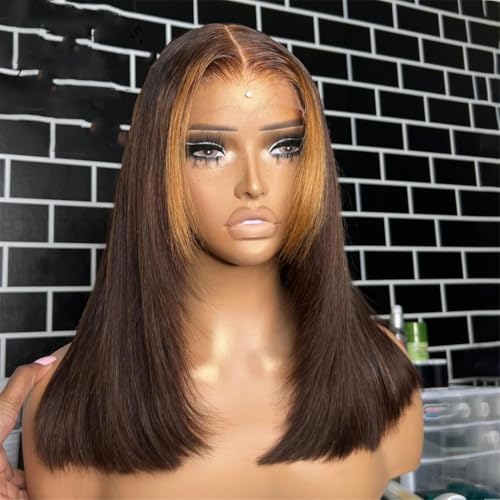 Perruque Lace Wig 13x4x1 cheveux naturels 22 pouces lisses couleur Brown Blonde