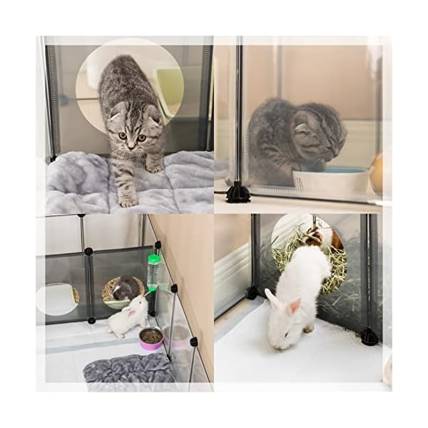 DINMO-Rabbit-Playpen-Guinea-Pig-playpen-Game-Holes-Design-Plastic-and-Matel-Design-Floor-Mat-Design-and-Bottom-Design-Connectors-Accessories-for-Choose-DIY-Visualization-Expanded-Portable-for-Small-An Unique Pet Playpen