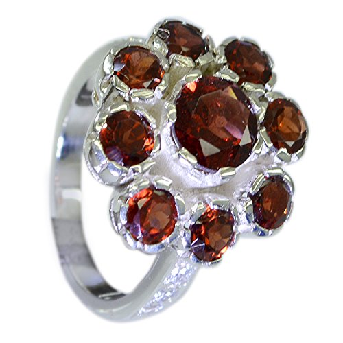 Bague grenat véritable argent 925 bague pierres précieuses rondes toutes tailles