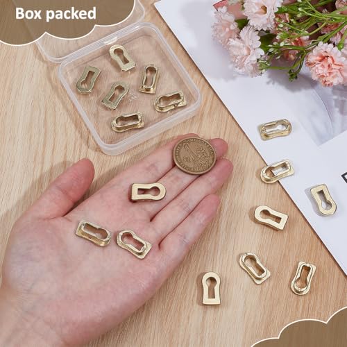 BENECREAT 16pcs Antique Mental Keyhole Cover, Keyhole Insert Escutcheon Plate, Furniture Lock Decoration for Cabinet, Door, Dresser, Drawers, Desk Furniture Hardware, Gold