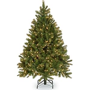National Tree Company Pre-Lit ‘Feel Real’ Artificial Full Downswept Christmas Tree, Green, Douglas Fir, White Lights…