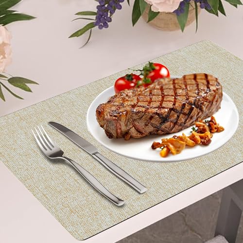 DOLOPL Placemats Set of 6 Reversible Faux Leather Place Mats Beige - image 6
