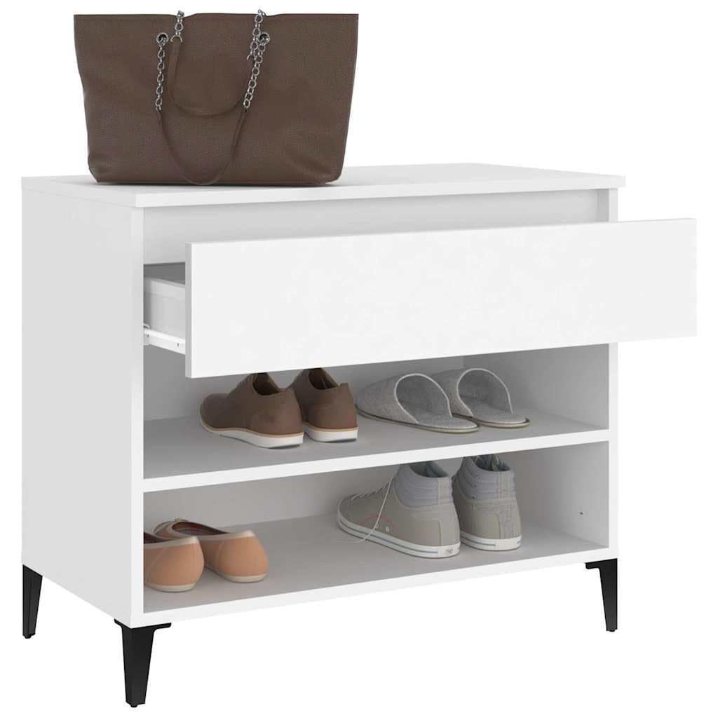 Stojak na buty Drewniany Sklejka Biały 70x36x60 cm