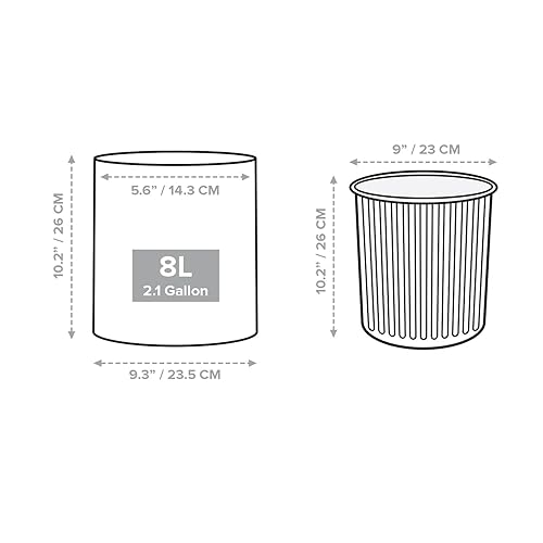 Miniatura 2 de Cesta de basura redonda moderna, cubo de basura abierto de 2.1 galones8 litros, cubo de basura blanco con cubo de plástico extraíble, mantiene la