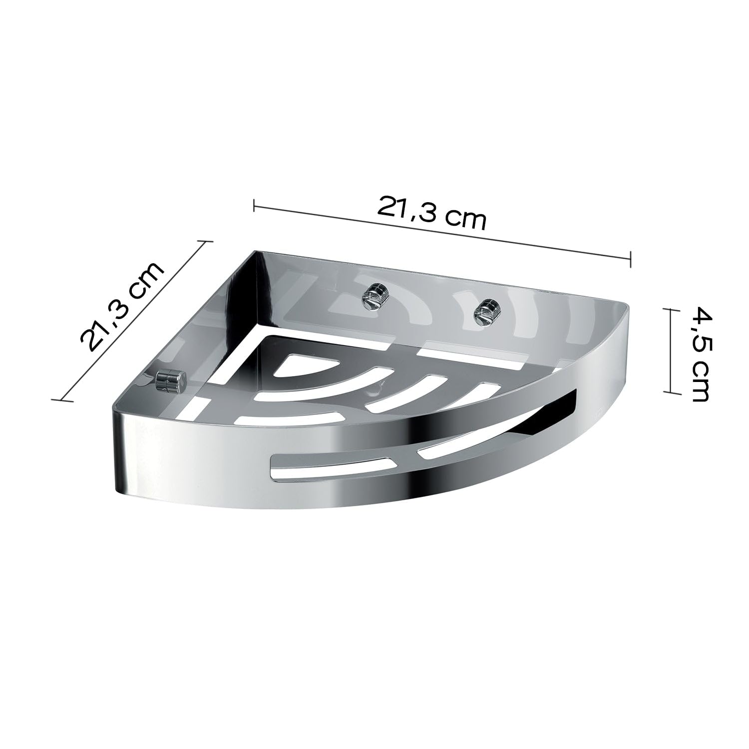 Gedy NERVA Cesta Ducha, Estante Ducha, esquinero, Acero INOX AISI 304, Cromo, 21 x 21 x 4,5