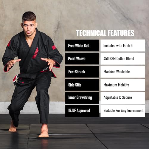 Elite Sports BJJ GI for Men IBJJF Kimono BJJ Jiujitsu GIS W/Preshrunk Fabric & Free Belt (See Special Sizing Guide)