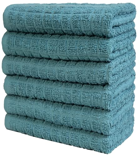 Image of Bumble Kitchen Towels (6 Pack) | 16 inch x 28 inch | 100% Cotton Kitchen Towels | 385 GSM | Soft, Highly Absorbent & Durable Dish Towels for Kitchen | Aqua