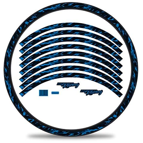 16 Neon Blue Wheel Rim Stickers Set Cover