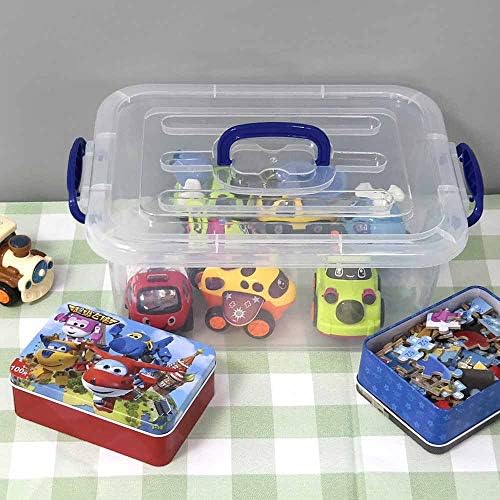 Leendines 8 Liter Clear Storage Box, Plastic Boxes with Lids Set of 6