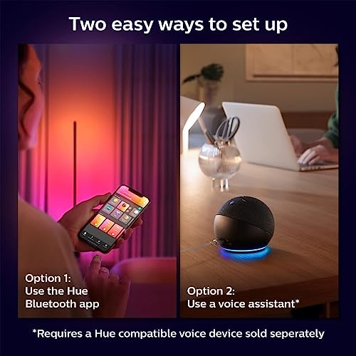 Image of Philips Hue Signe Smart Floor Lamp, Black - White and Color Ambiance LED Color-Changing Light - 2 Pack - Control with Hue App - Compatible with Alexa, Google Assistant, and Apple Homekit