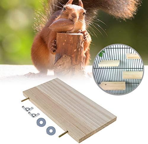 YINETTECH 4x Hamster Chinchilla Wood Springboards Wooden Rectangle Pet Stand Board Platform with Screw Nut Washer for Small Animal Pet Toy