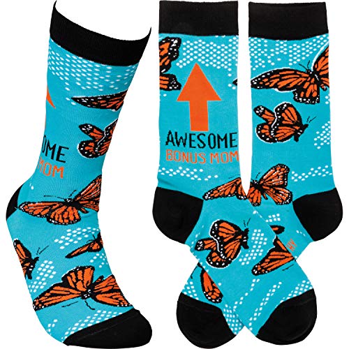 Chaussettes Awesome Bonus Mom en coton doux, accessoire cocooning et idée cadeau femme