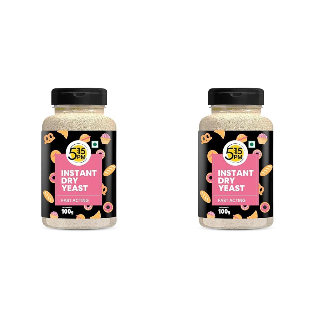 5:15PM Instant Dry Yeast Powder | Active Dry Yeast for Bread making and Pizza - 100g (Pack of 2)