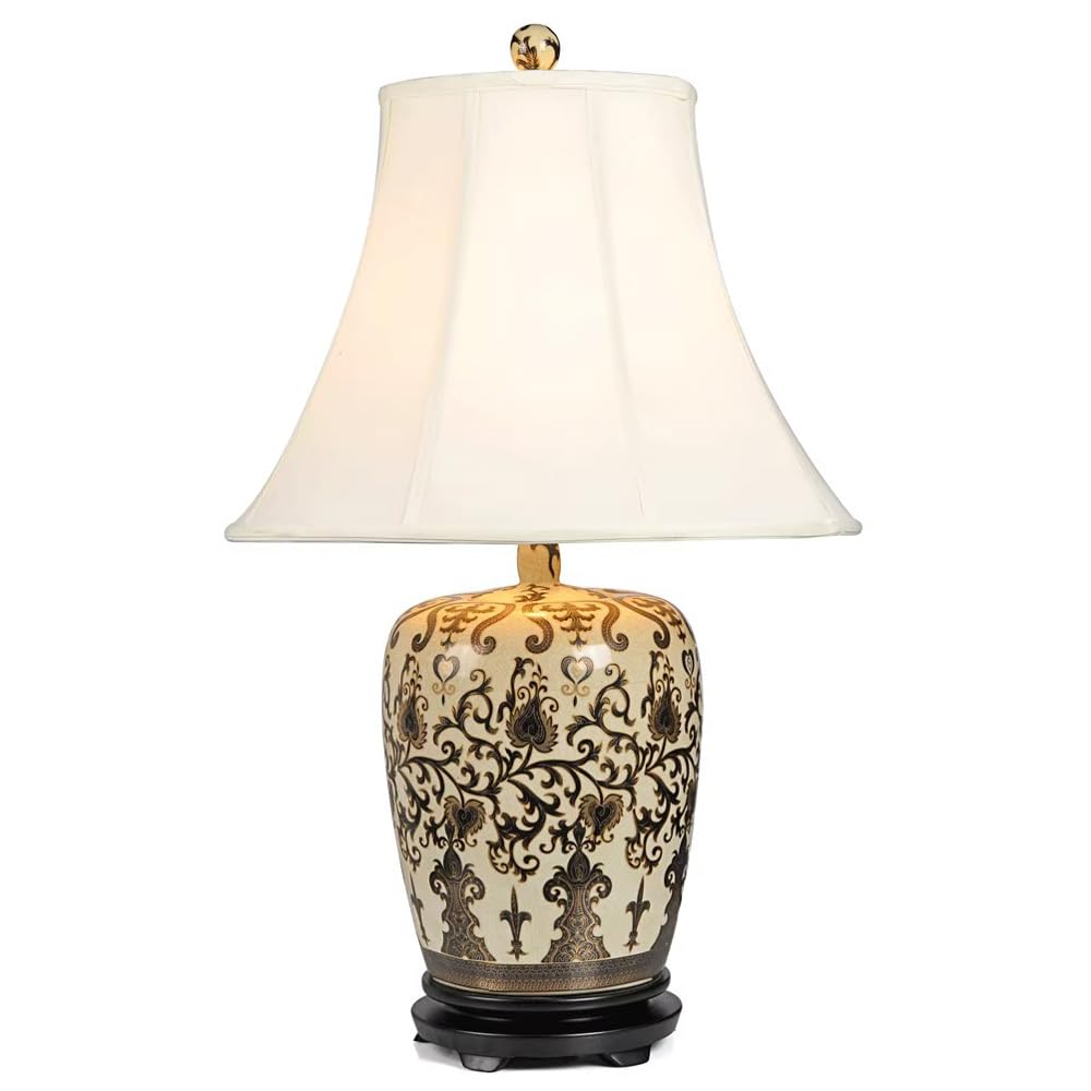 SANBDDLYY Hand-Painted Ceramic Table Lamp - Coastal Traditional Bedside & Desk for Living Room, Office & College