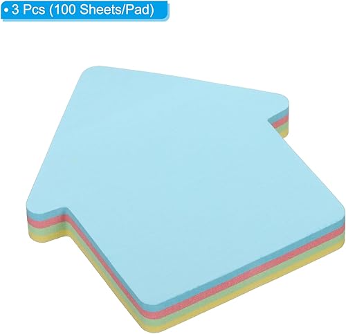 Miniatura 3 de PATIKIL Notas adhesivas con forma de casa de 2.7 x 2.7 pulgadas, 3 blocs de notas autoadhesivas, 100 hojas coloridas y brillantes para oficina en