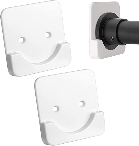 Miniatura 1 de Soporte para barra de cortina de ducha para pared, dos modos de instalación no destructiva e instalación perforada de la base de soporte de barra de