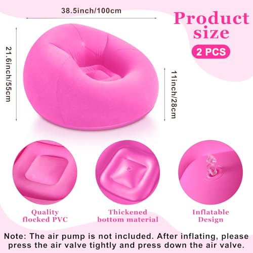 Image of Realspring Inflatable Bean Bag Chairs Outdoor Blow up Camping Chairs Inflatable Lazy Sofa Folding Portable Bean Bag Loungers Couch for Movie Night(Pink,Lake Blue,2 Pcs)