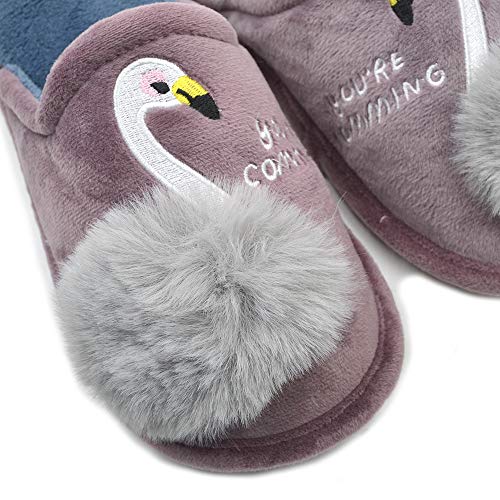 Women's swan Animal Embroidered Flamingos Memory Foam Warm Slippers Indoor Outdoor3