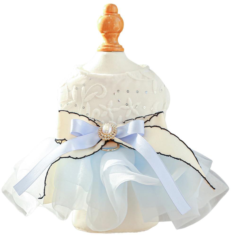 Furbabycare® Elegant Sweet Fashion Puppy Dog Blingbling Princess Skirt Pet Dog Lace Cake Camisole Tutu Dress I-Blue Medium