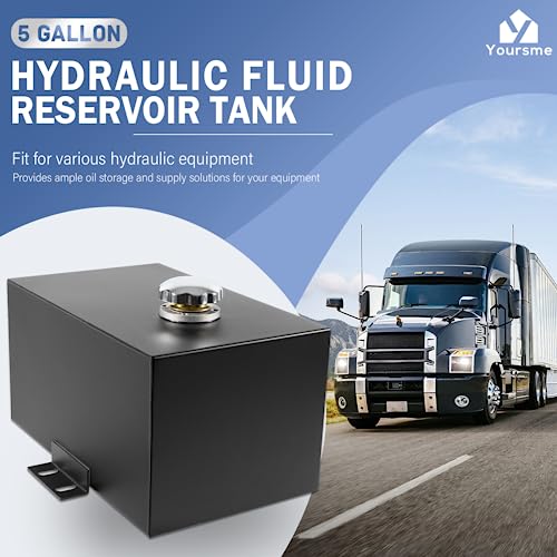 Image of 5 Gallon 14 Gauge Steel Hydraulic Fluid Reservoir Tank, 1.5 Inch FNPT Inlet Port and 0.75 Inch FNPT Outlet Port, 15x9x8in Size