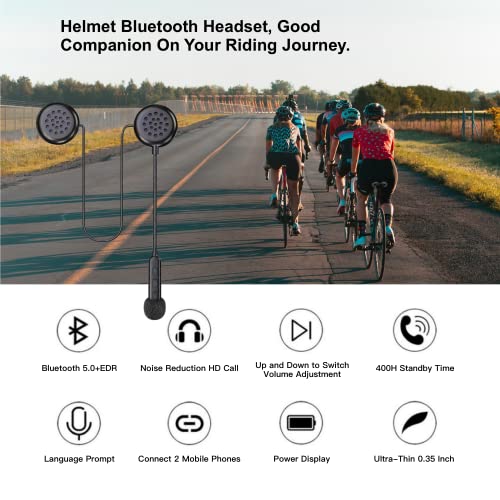 YYTFY Motorcycle Helmet Bluetooth Headset with Bluetooth 5.0,Ultra-Thin Wireless Bluetooth Headset,Hands Free Music Call Control Waterproof Helmet Speaker for Motorbike Sport Cycling/Skiing/Riding - Image 2