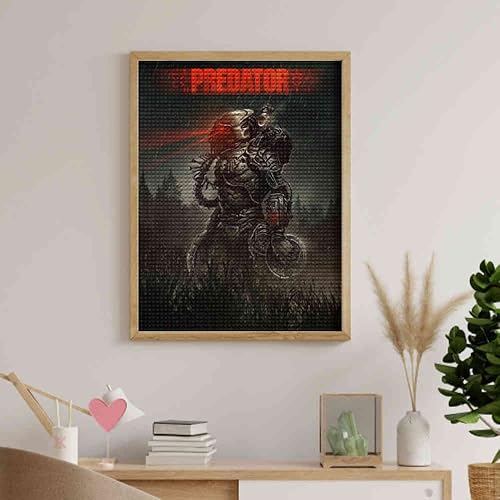 Miniatura 5 de qich Kits de pintura de diamantes 5D para niños, película clásica depredador, taladro completo redondo para adultos, bordado de diamantes de