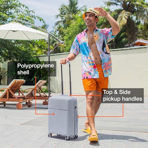 Image of Nasher Miles Krabi Expander Hard-Sided Polypropylene Cabin Luggage 20 inch | 55cm | 8 Wheels Small Trolley Bag for Travel | Suitcase (Grey)