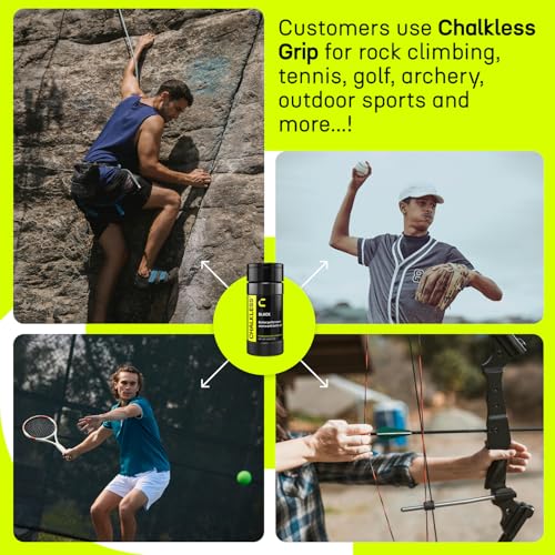 Image of Chalkless Black Grip Enhancer - Premium Liquid Chalk Alternative & Less Mess Hand Chalk for Bouldering, Baseball, Tennis, Football, Archery, Golf, and More, Non-Toxic Long-Lasting & Reliable