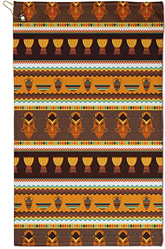 African Masks Golf Towel - Poly-Cotton Blend - Small