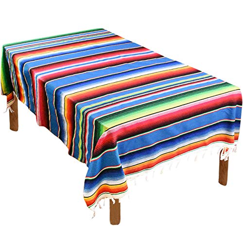 Fowecelt Mexican Serape Blanket Tablecloth 59 x 84 Inch for Mexican Wedding Party Decorations Outdoor Picnics Dining Table, Large Square Cotton Table Cloth
