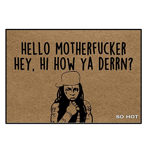 Irenes Store So Hot Funny Door mat Custom Indoor Hello Motherfucker Hey Hi How Ya Derrn23.6x15.6 Inch Home and Office Decorative Entry Rug Garden/Kitchen/Bedroom Mat Non-Slip Rubber