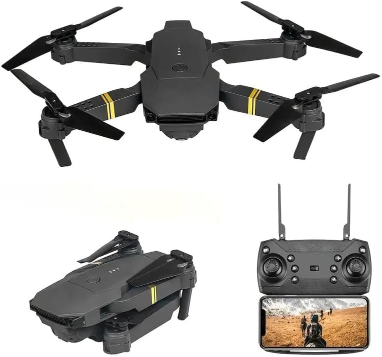 MF artSHOP Drone Pieghevole con Telecamera 4K UltraHD, Quadricottero Nero con Doppia Lente,...