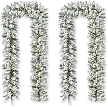 Glitzhome Christmas Garland with Lights, Christmas Garland for Ma...