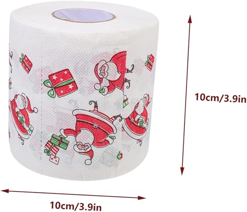 Miniatura 2 de NOLITOY 4 rollos de papel higiénico de Navidad, servilleta de Navidad para cocina, relleno de calcetines de Navidad, toalla de cocina desechable,