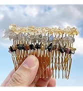 Decorative Hair Side Comb Women Hair Comb Raw Crystal Hair Accessories Jeweled Tiara Handmade Set...