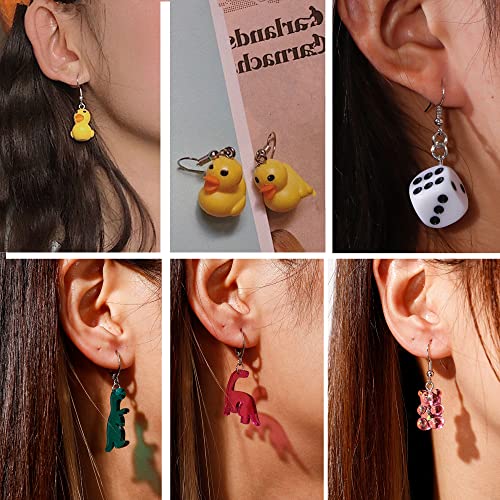 30-40 Pairs Weird Cute Funny Earrings Gummy Bear Duck Mushroom Fruit Flowers Drop Dangle Earrings for Women Aesthetic Earrings Food Animal Earrings Bulk3