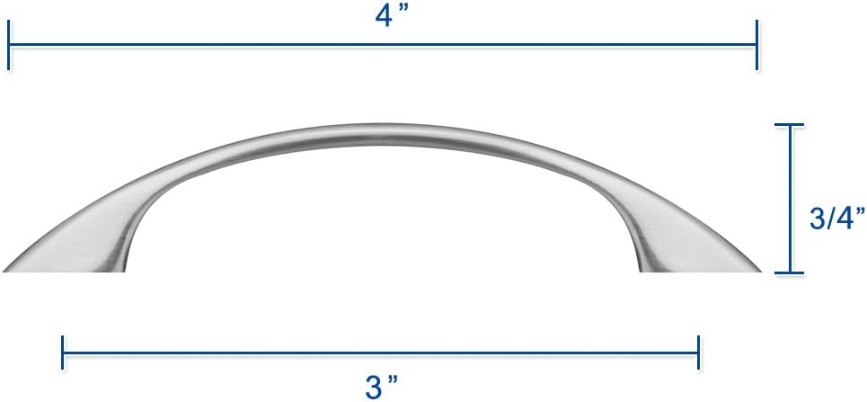 Brushed Satin Nickel Cabinet Pulls Curved Arched Kitchen Cabinet Handles Modern Hardware for Drawer Dresser- 3 inch (76mm) Hole Centers- 25 Pack