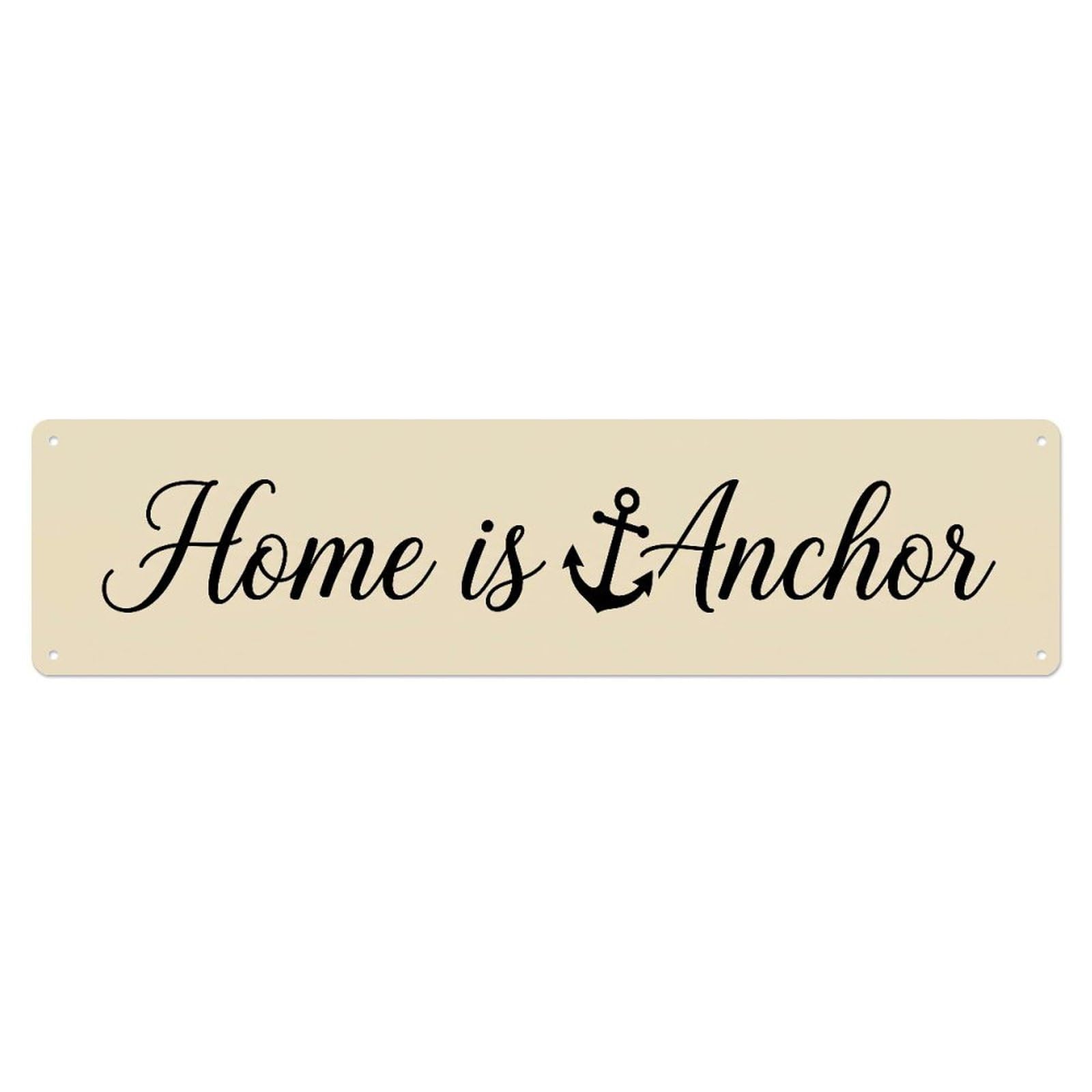 Home Is Anchor Tender Saying Metal Tin Skinny Sign Plaque Wall Decor for Cafe, Club Bar, Office, Home Garden Metal Poster 4x16Inch