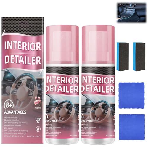 dssuoa 2Pcs Interior Detailer Spray Car Interior Cleaner Polishing Cleaner Car Interior Spray Deep Cleaner Polishing Tire Cleaner Suitable for Cleaning Rubber Plastic Leather Surfaces Inside The Car