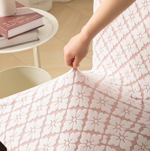 Image of HOMETHREADS Stretchable Elastic Jacquard Chair Seat Cover | Removable, Washable & Durable Chair Protector | Ideal for Dining Room, Kitchen, Restaurant & Party Chairs (F Pink, Pack of 6)