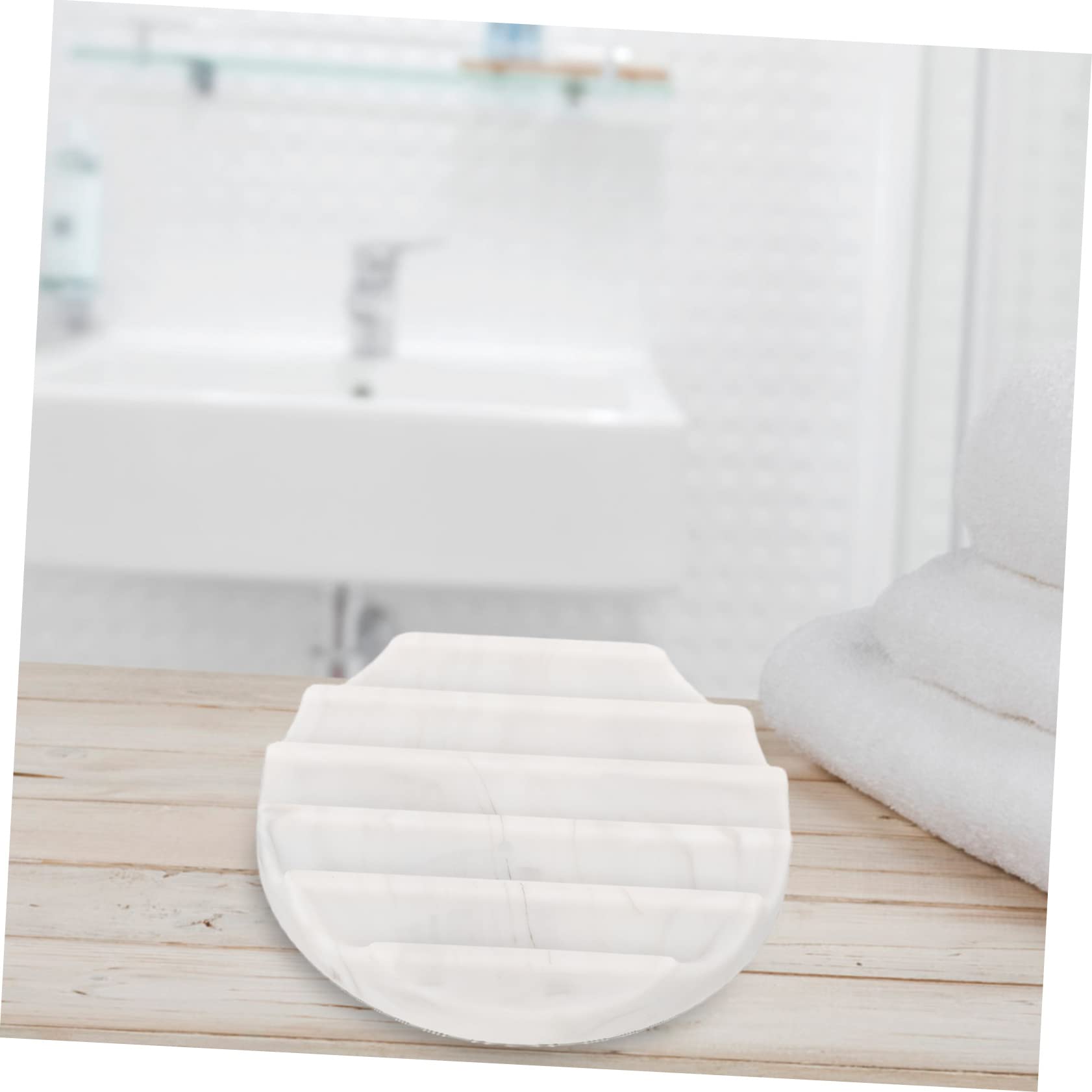 Ciieeo Porta Sapone Rotondo Autosvuotante Con Motivo A Trama Di Marmo 5 Pezzi Per Bagno E Cucina