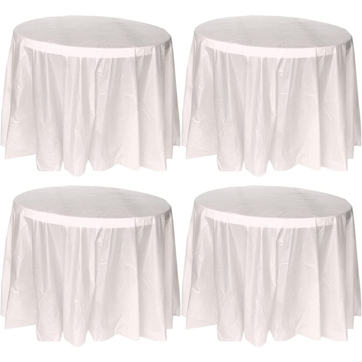 TOKYMOON 4 Pack of Round Disposable 84 Inch Tablecloths Party Wedding Picnic Banquet Table Clothes Table Cover for Round Tables