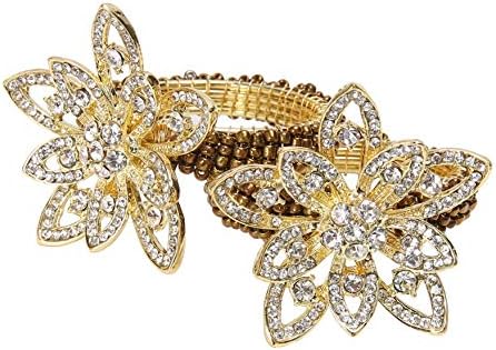 QUEENSHOW Golden Napkin Rings Set Kitchen Table Decor in Solid Stainless Steel for Wedding and Party, 9 Point Star 4 Pics