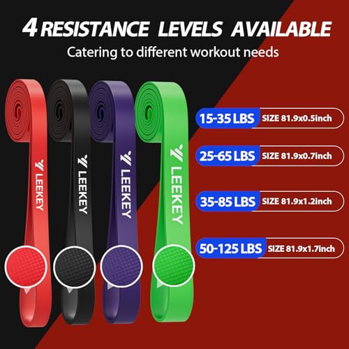 Image of LEEKEY Pull Up Assistance Bands,Muit Levels Resistance Bands for Senior /Adults,Exercise Bands with Door Anchor, Strength Bands for Fitness Training, Physical Therapy,Home Gym Workouts
